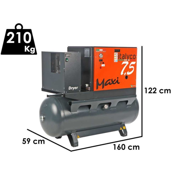Italyco Maxi 8/270 D ruuvikompressori, 7 HP, 270 l, 10 bar
