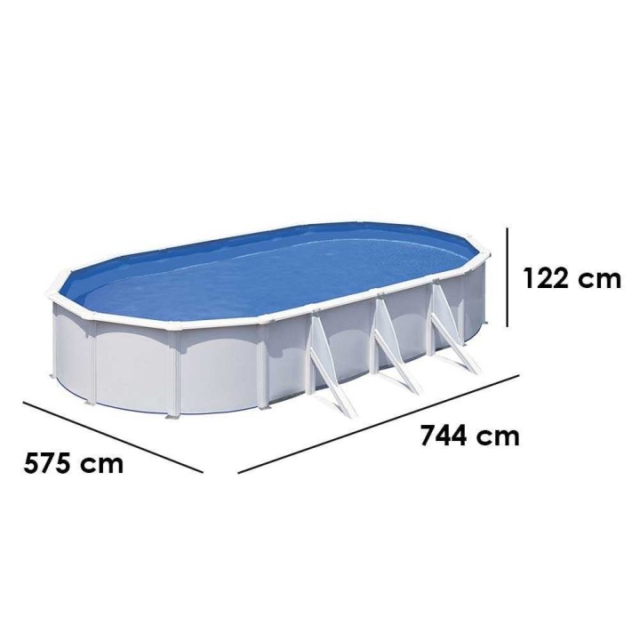 Gre Fidji Ovale soikea teräsallas, 730 × 375 × 120 cm, 25 320 l