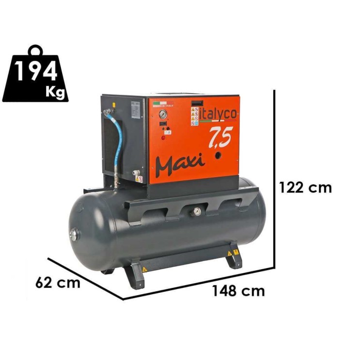 Italyco Maxi 8/270 ruuvikompressori, 7 HP, 270 l, 10 bar