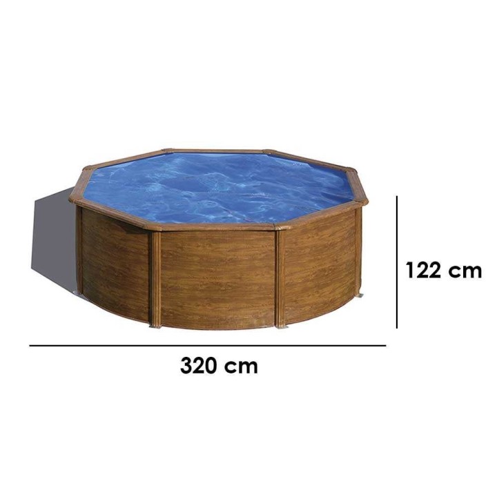 Gre Pacific Rotonda Ø300 × 120 cm teräsallas, hiekkasuodatin ja turvatikkaat