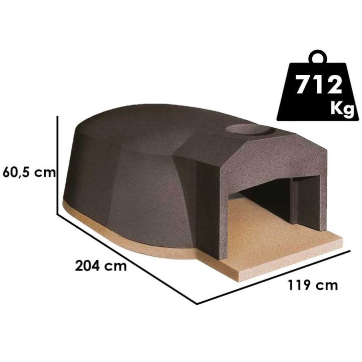 Linea VZ Ercolano upotettava puulämmitteinen pizzauuni, 107 × 160 cm