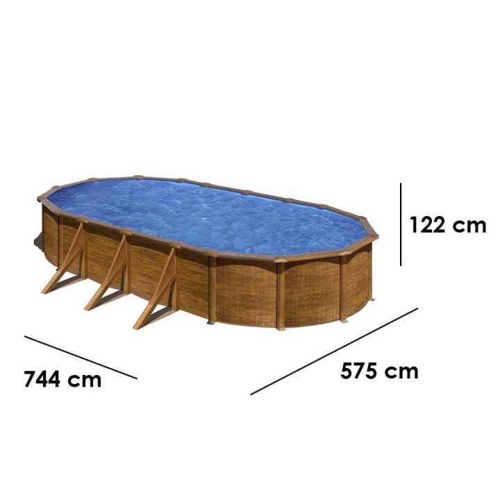 Gre Pacific Ovale soikea teräsallas, 730 × 375 × 120 cm, 25 320 l
