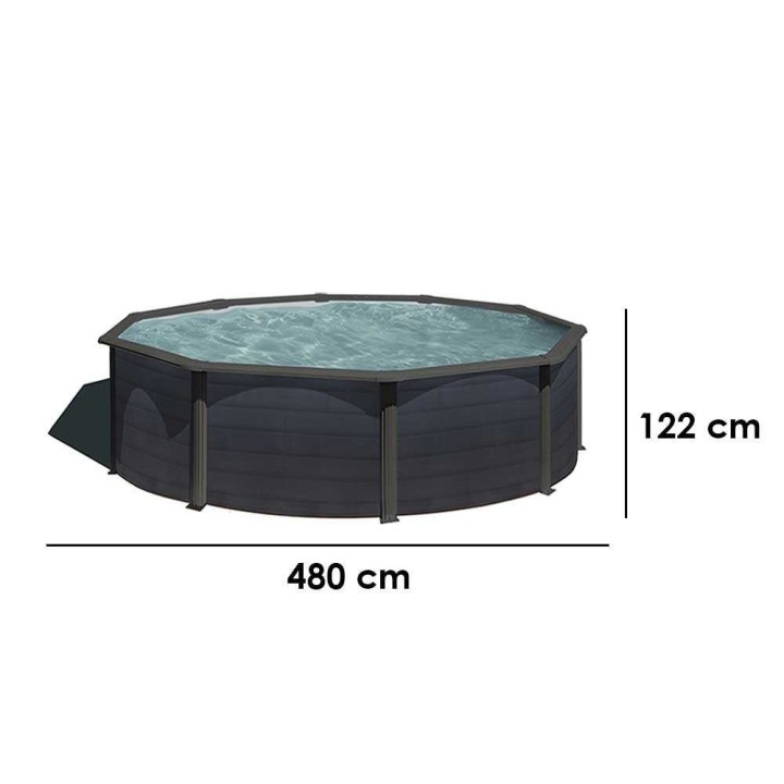 Gre Kea Rotonda Ø460 × 120 cm teräsallas, 17 450 l, hiekkasuodatin ja turvatikkaat