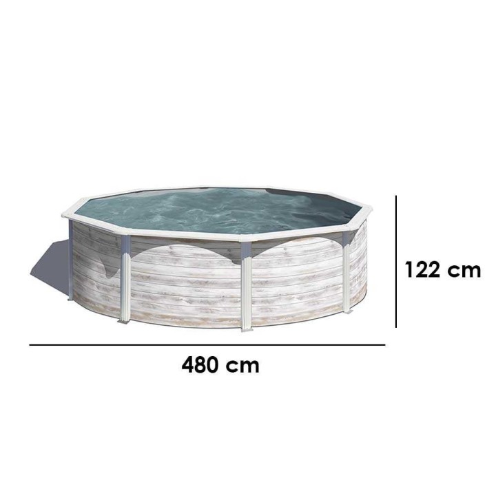 Gre Finlandia Rotonda Ø460 × 120 cm teräsallas, hiekkasuodatin ja turvatikkaat