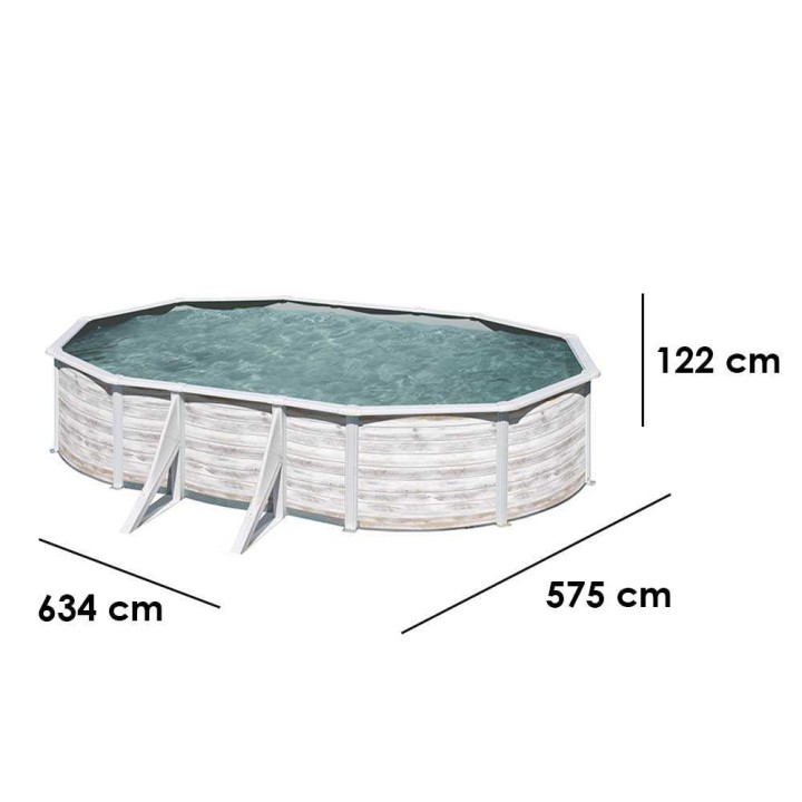 Gre Finlandia Ovale soikea teräsallas, 610 × 375 × 120 cm, 20 890 l