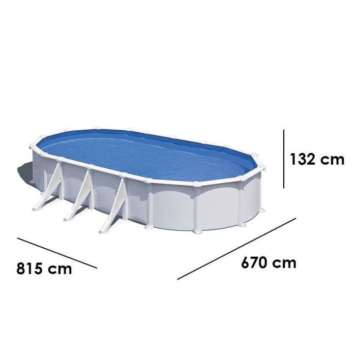 Gre Atlantis Ovale -teräsallas 800 × 470 × 132 cm, 37 470 l