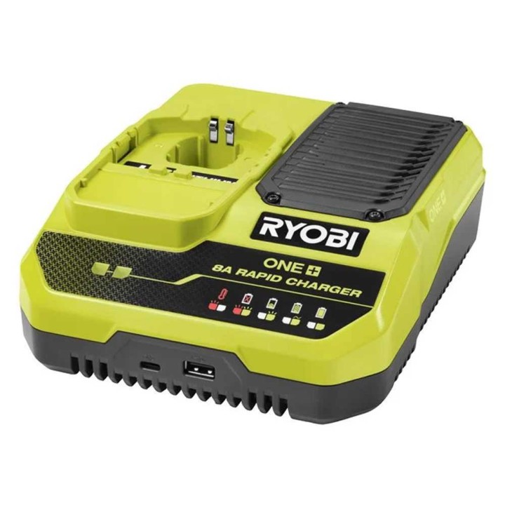 Ryobi RC18180 pikalaturi 18 V ONE+™ -akuille, 4,0 Ah, USB-C ja USB-A