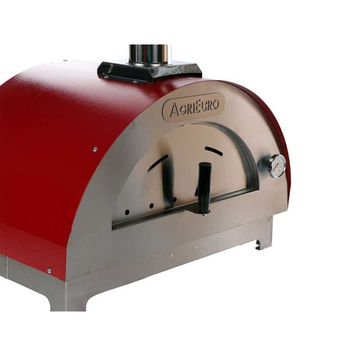 Quattro Stagioni punainen puulämmitteinen ulkopizzauuni, 1 pizza, 60 × 40 cm