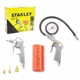 Stanley 6 osainen paineilmasarja kompressorille painemittari ja 5 m spiraaliletku