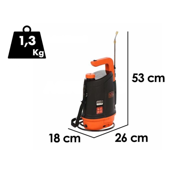 Black & Decker BXSPBS05E akkukäyttöinen reppusumutin, 5 l, 3,7 V, 2,6 Ah
