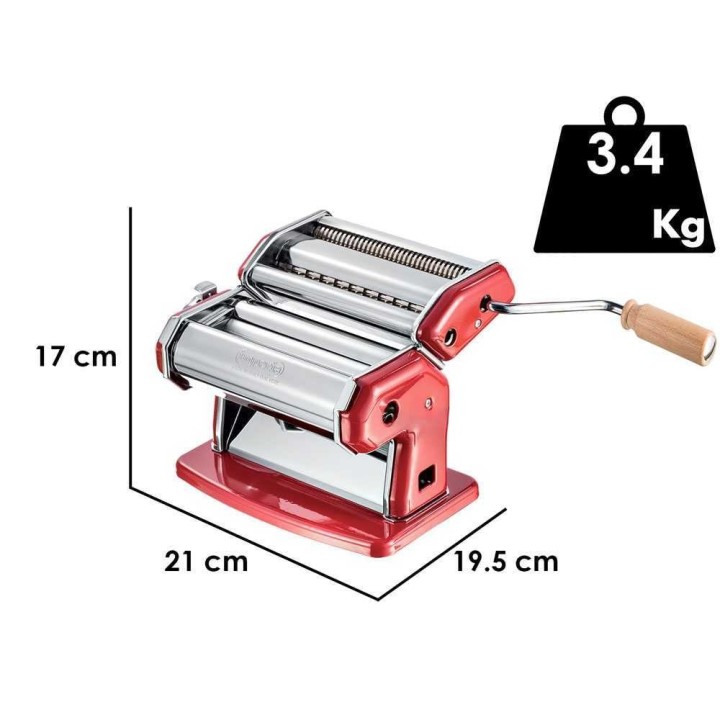Imperia iPasta T.2/6,5 mm punainen manuaalinen pastakone, ruostumaton teräs