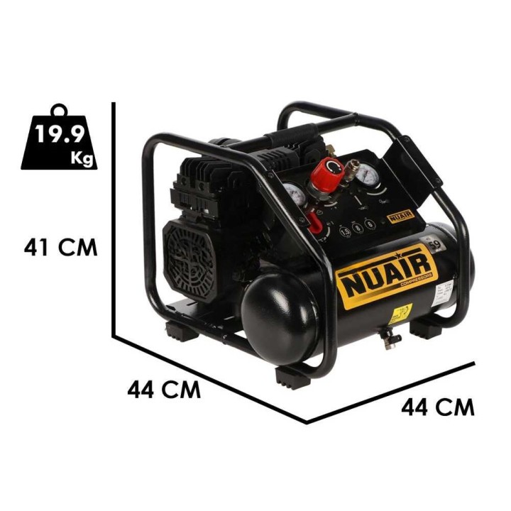 Nuair Siltek TB 6 öljytön hiljainen kompressori, 1,5 HP, 6 l, 230 V