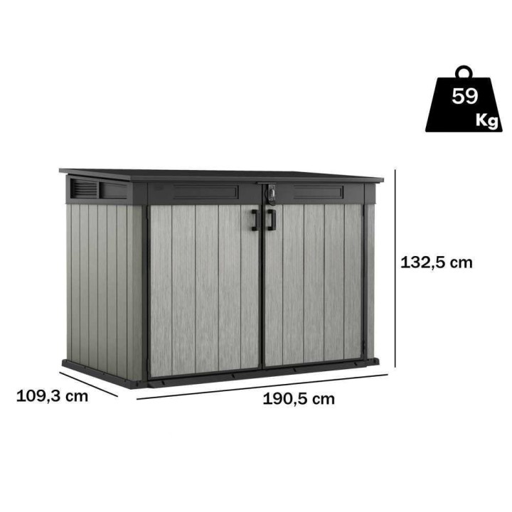 Keter Grande Store säilytyskaappi ulkokäyttöön, 2 020 l, 190,5 × 109,3 × 132,5 cm