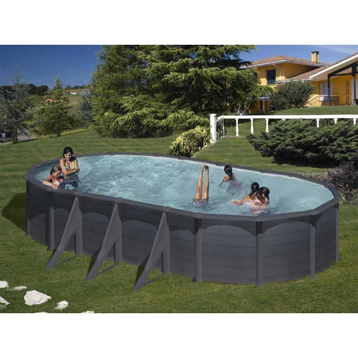 Gre Kea Ovale soikea teräsallas, 730 × 375 × 120 cm, grafiitti
