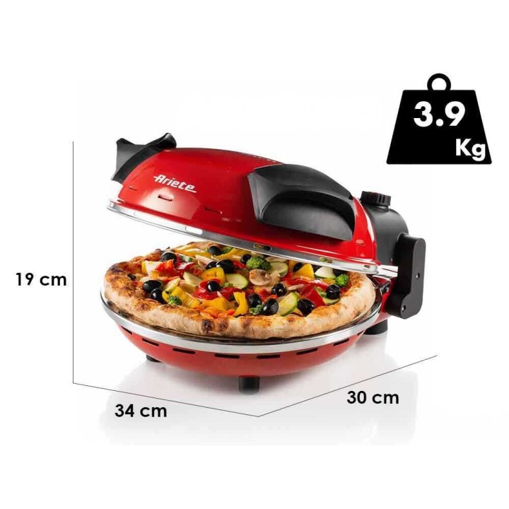 Ariete 0909 sähköinen pizzauuni, 1 200 W, 400 °C, punainen