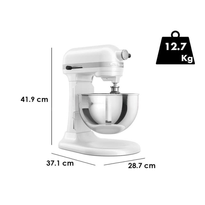KitchenAid 5KSM55SXX-EWH Heavy Duty -planetaarinen yleiskone, 5,2 l, 375 W, valkoinen