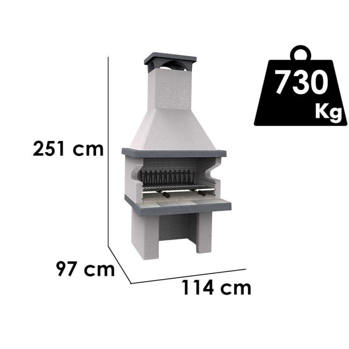 Edilmark Barbecue 201 puu- ja hiiligrilli, sementti, 96 × 35 cm