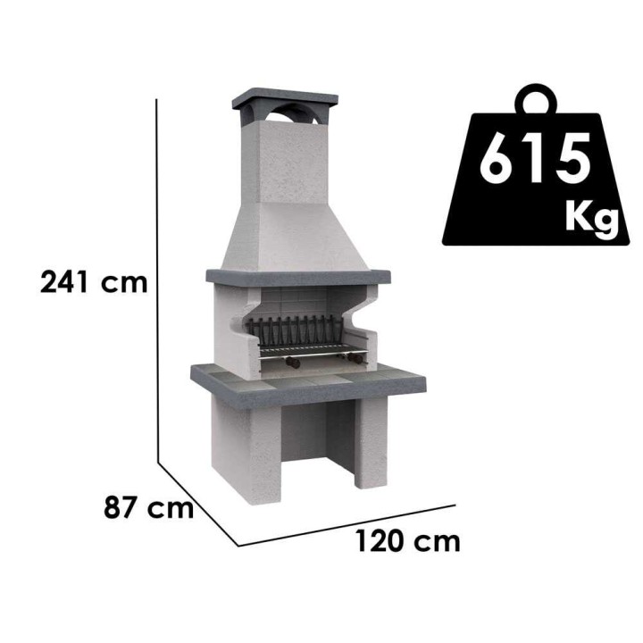 Edilmark Barbecue 70 muurattu puu- ja hiiligrilli, 70 × 50 cm, 615 kg