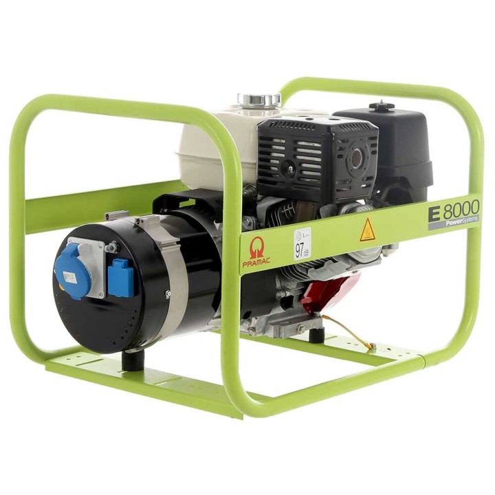 Pramac E 8000 -bensiinigeneraattori, 6,4 kW, yksivaiheinen, Honda GX 390