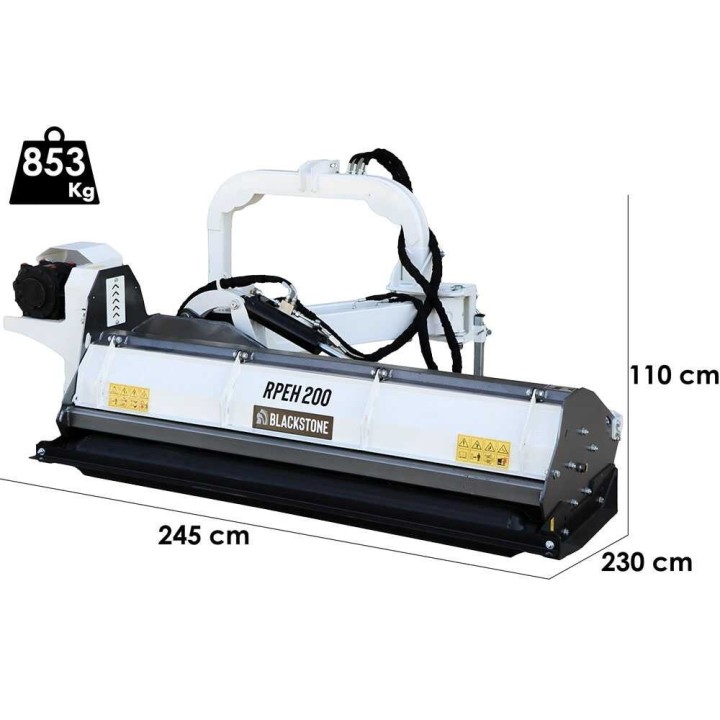 BlackStone RPEH 200 hydraulinen reunamurskain traktoriin, 200 cm