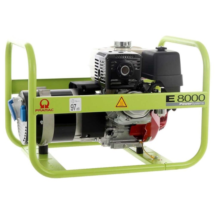 Pramac E 8000 -bensiinigeneraattori, 6,4 kW, yksivaiheinen, Honda GX 390