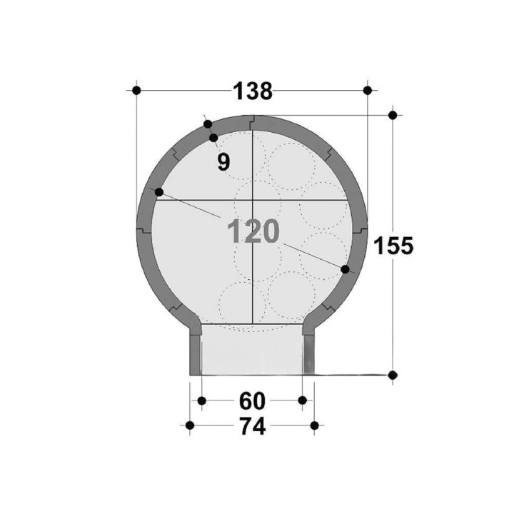Edilmark FP 120N upotettava puu-uuni, Ø 120 cm, 8 pizzaa
