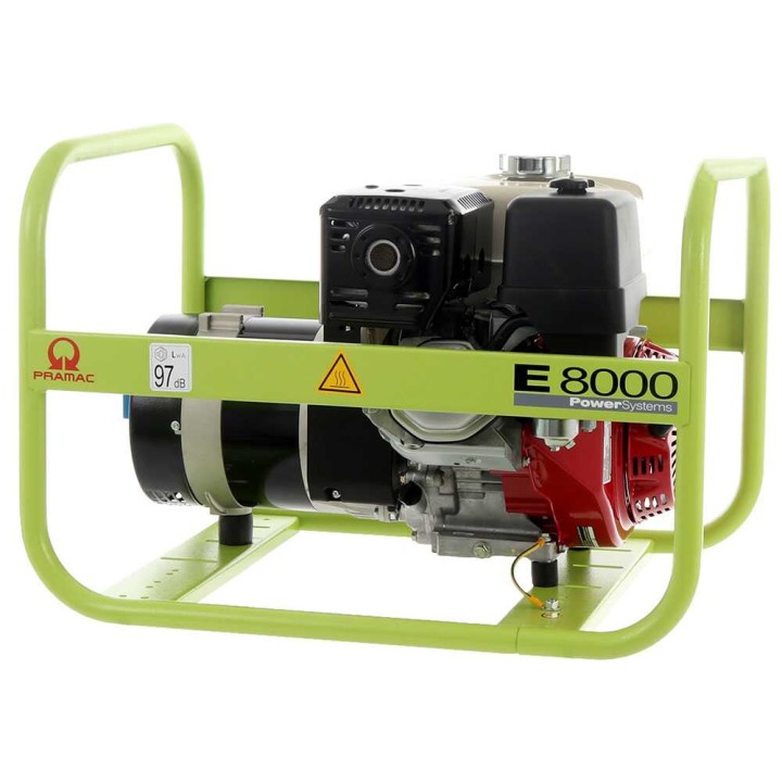 Pramac E 8000 -bensiinigeneraattori, 6,4 kW, yksivaiheinen, Honda GX 390