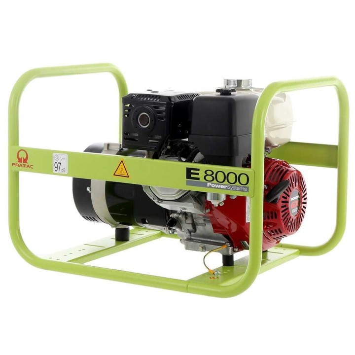 Pramac E 8000 -bensiinigeneraattori, 6,4 kW, yksivaiheinen, Honda GX 390