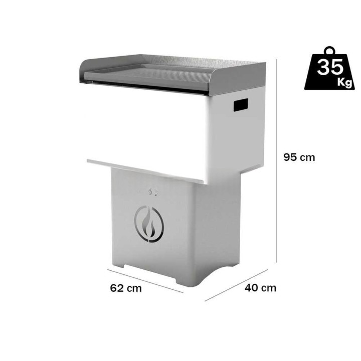 Linea VZ QBY bianco pellettigrilli, pyrolyyttinen, 60 × 38 cm, 35 kg
