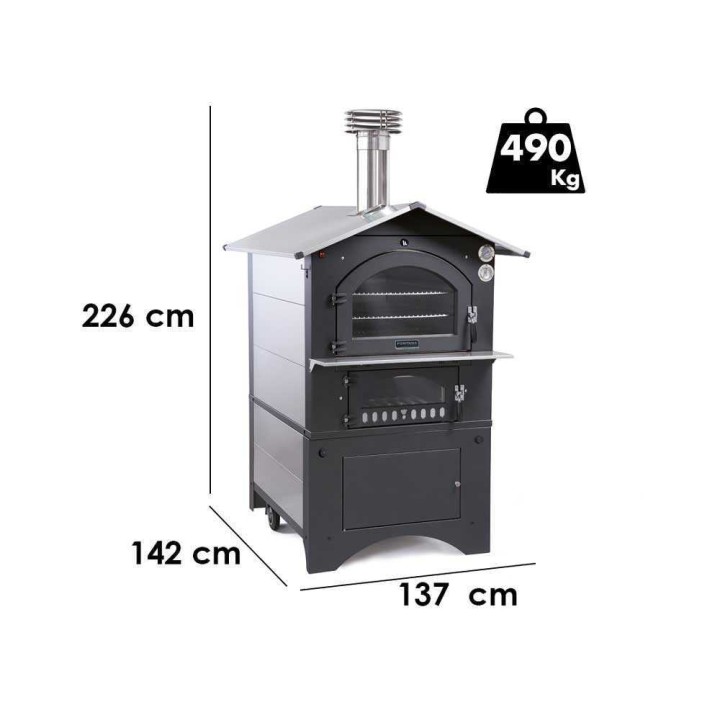 Fontana Gusto 100x65 puulämmitteinen ulkouuni, 3 paistotasoa