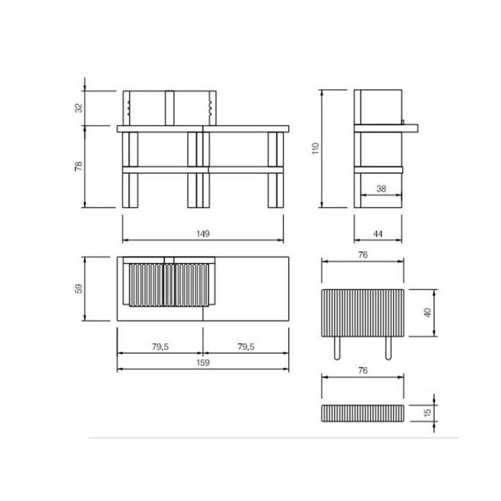Palazzetti Menton muurattu ulkogrilli puulle ja hiilelle, 76 × 40 cm
