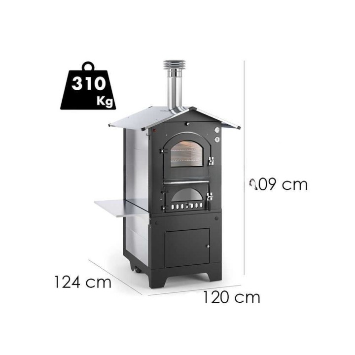 Fontana Gusto 80x45 puulämmitteinen ulkoilmauuni, 3 paistotasoa