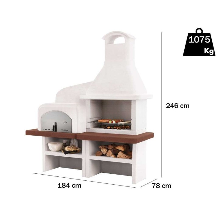 Palazzetti Grado 2 muurattu grilli ja uuni, 68 × 40 cm, puu- ja hiilikäyttöinen