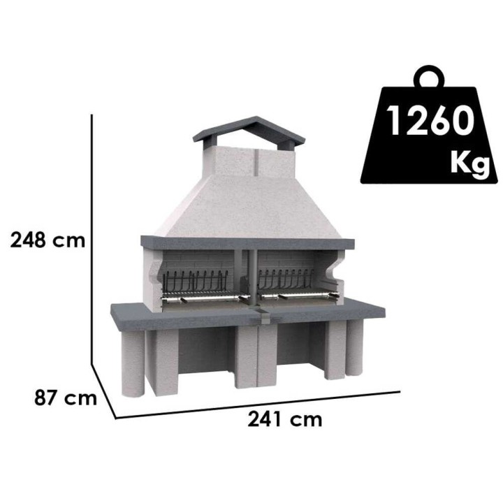 Edilmark Golia muurattu grilli puulle ja hiilelle, 79 × 50 cm, 1 260 kg