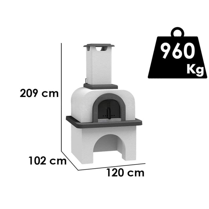 Pizeta puulämmitteinen ulkouuni, paistokammio 80 × 70 cm, 5 600 cm²