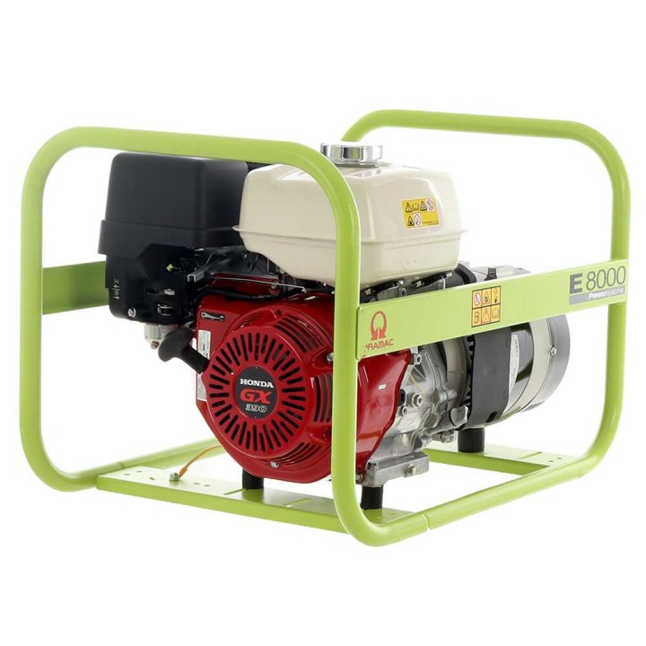 Pramac E 8000 -bensiinigeneraattori, 6,4 kW, yksivaiheinen, Honda GX 390