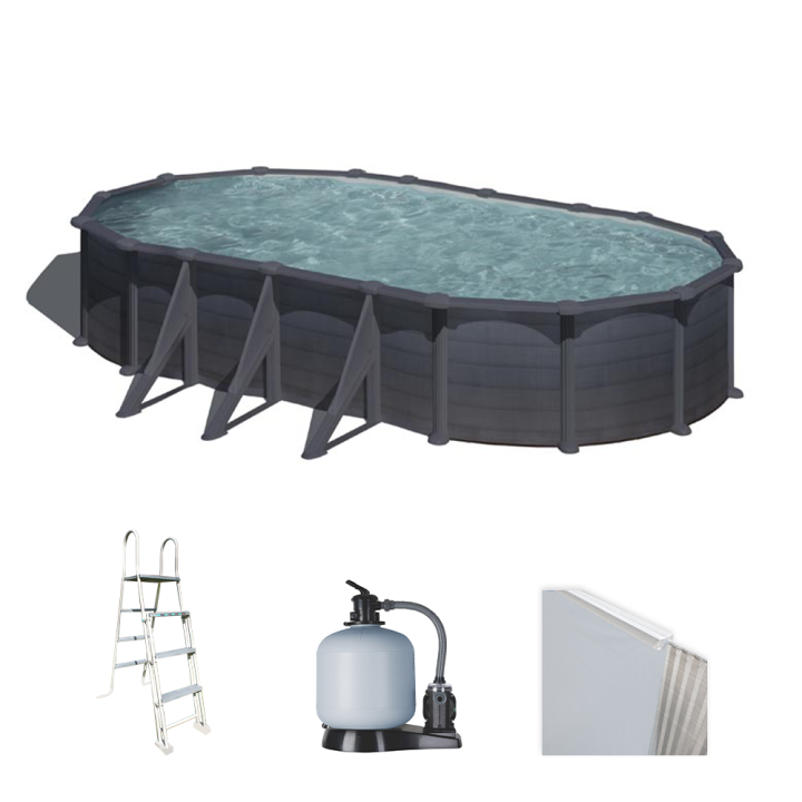Gre Granada Ovale soikea teräsallas 730 375 132 cm grafiitti