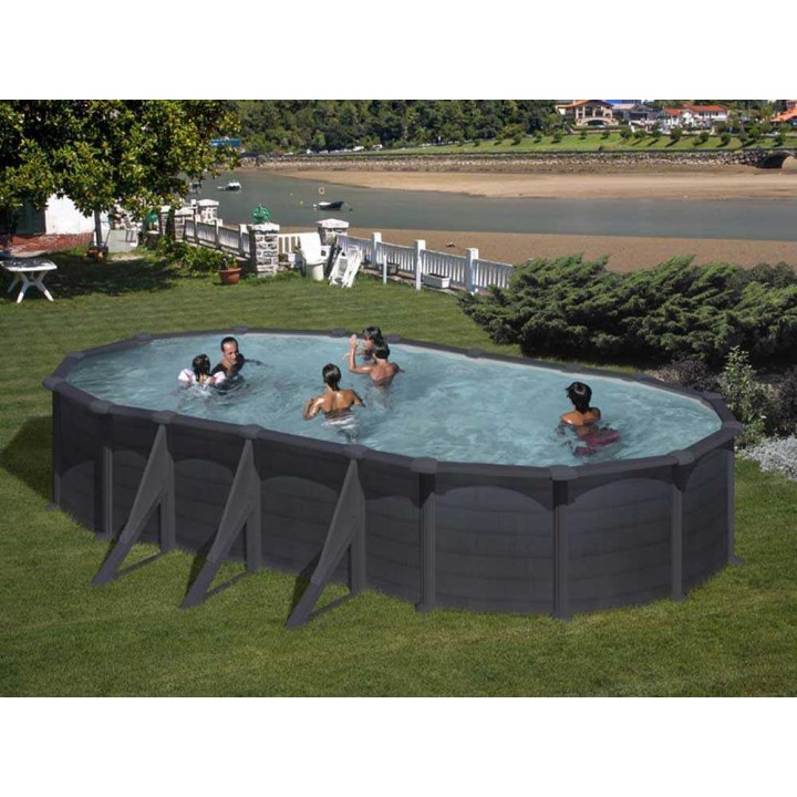 Gre Granada Ovale soikea teräsallas 730 × 375 × 132 cm, grafiitti