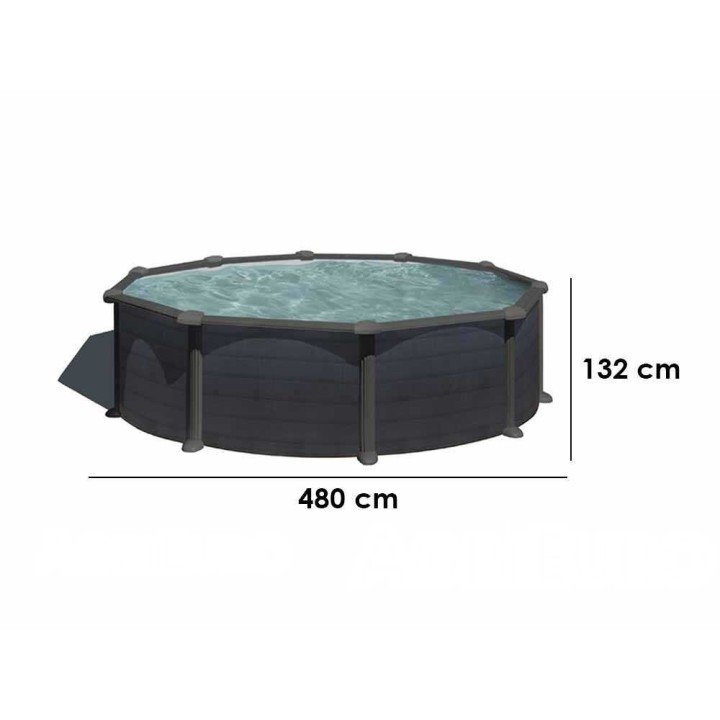 Gre Granada Rotonda -teräsallas, Ø460 × 132 cm, hiekkasuodatin ja turvatikkaat