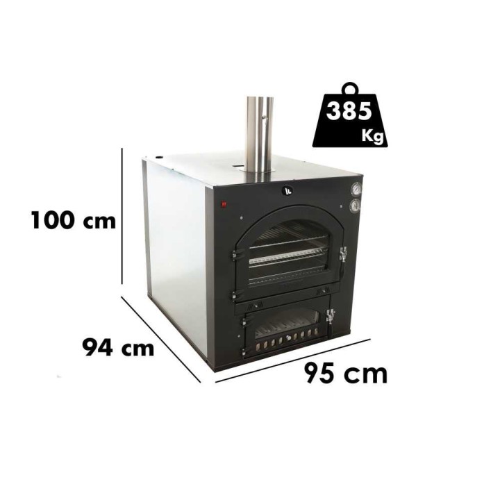 Fontana INC80X65QV puulämmitteinen upotettava uuni, 3 paistotasoa, 385 kg