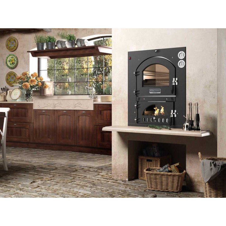Fontana INC80X54QV puulämmitteinen kalusteuuni, 3 paistotasoa