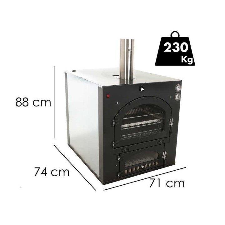 Fontana INC57x45QV puulämmitteinen upotettava uuni, 3 paistotasoa