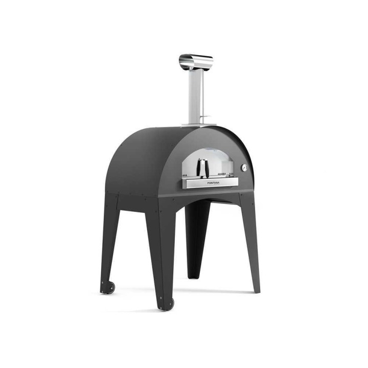 Fontana Amalfi puulämmitteinen ulkouuni, 3 pizzaa, 80 × 50 cm, pyörällinen kärry