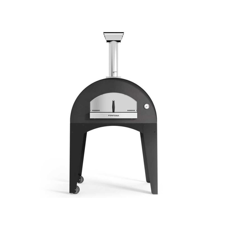 Fontana Amalfi puulämmitteinen ulkouuni, 3 pizzaa, 80 × 50 cm, pyörällinen kärry
