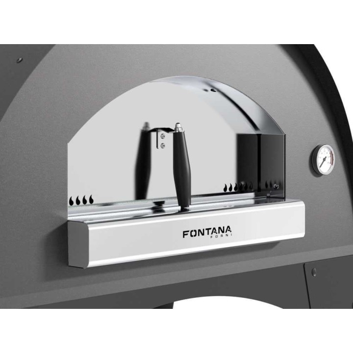 Fontana Amalfi puulämmitteinen ulkouuni, 3 pizzaa, 80 × 50 cm, pyörällinen kärry