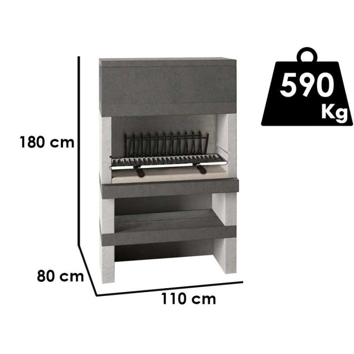 Edilmark KUBO muurattu ulkogrilli puulle ja hiilelle, 96 × 35 cm, 590 kg