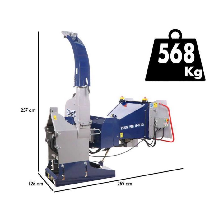 BullMach ZEUS 150 H-PTO -biotrituratori, hydrauliset syöttörullat, 40–80 HP