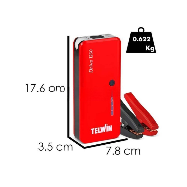 Telwin Drive 1250 akkukäynnistin ja virtapankki, 1 250 A, 12 V, 9 000 mAh