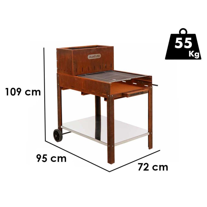 Super Flipper barbecue puulle tai hiilelle, corten-teräs, 3 180 cm²
