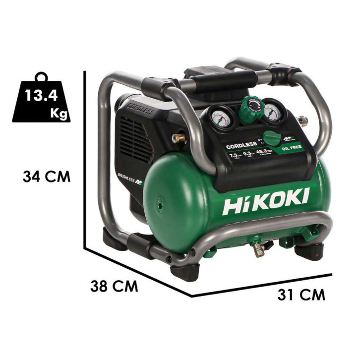HiKOKI EC36DAW4Z akkukompressori, 36 V, 4 Ah, 9,3 bar